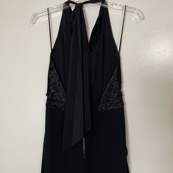 ALICE + OLIVIA Open Back Disco black silk Jumpsuit halter cowl neck US 2 $495 - Picture 9 of 11